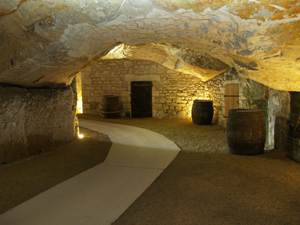 Visiting the wine cellar below the Chinon fortress