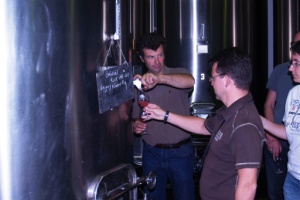 Tasting the Bernache, grape juice that is in the early stages of fermentation