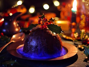 The stress of lighting the Christmas pudding
