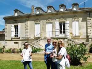 Tasting the estate's wines in front of the château