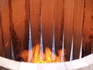Heating the staves at the Nadalié cooperage