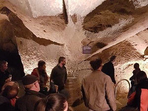 Visiting the cellar where the wine are aged under the Chinon fortress