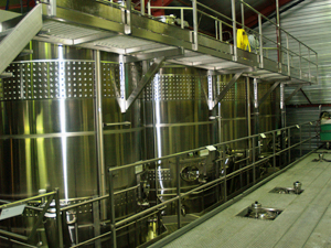 Fermentation vats in the fermetation hall