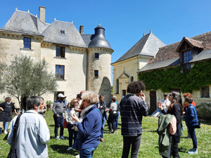 Tasting wines in the château’s courtyard 