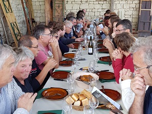 Harvest day lunch and tasting at the winery in France